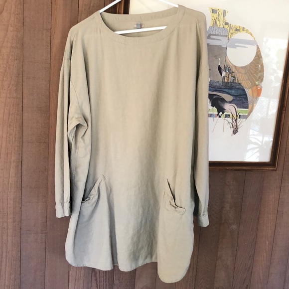 Anthropologie Tops - Ecoté Oversized Linen Shirt Dress Tunic